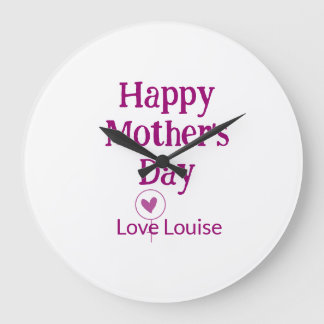 Happy Mother's day mauve love name female sign tit Große Wanduhr