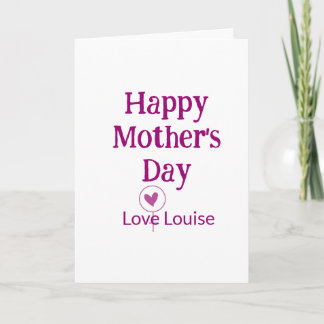 Happy Mother's day mauve love name female sign tit Karte