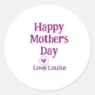 Happy Mother's day mauve love name female sign tit Runder Aufkleber