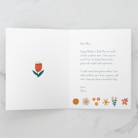 Happy Mothers Day Modern Best Mama Floral Foto Karte (Innenseite)