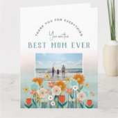 Happy Mothers Day Modern Best Mama Floral Foto Karte (Vorderseite)
