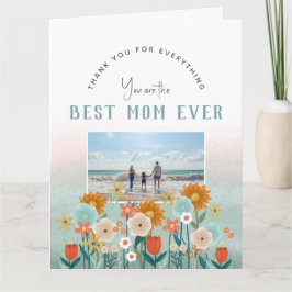 Happy Mothers Day Modern Best Mama Floral Foto Karte