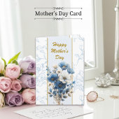 Happy Mothers Day Modern Blue Floral Bible Verse Karte