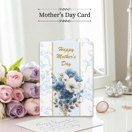 Happy Mothers Day Modern Blue Floral Bible Verse Karte