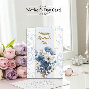 Happy Mothers Day Modern Blue Floral Bible Verse Karte