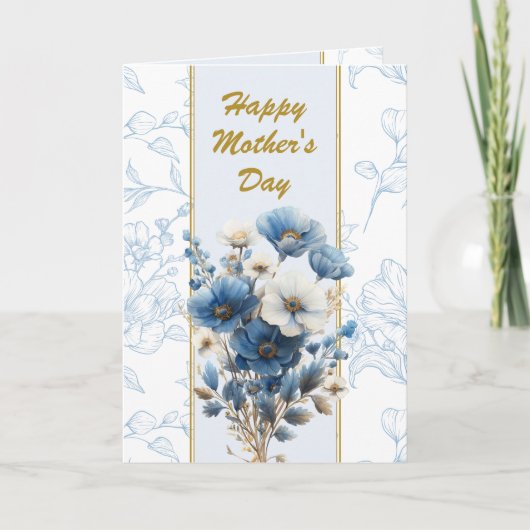 Happy Mothers Day Modern Blue Floral Bible Verse Karte (Vorderseite)