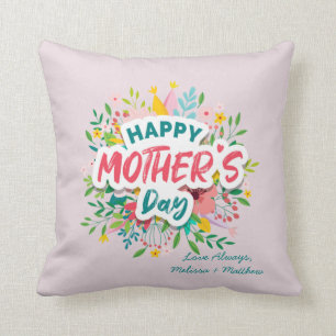 Happy Mothers Day Modern Floral Personalisiert Thr Kissen