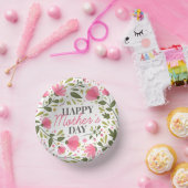 Happy Mother's Day Modern Pink Floral Botanical Pappteller (Party)