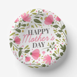 Happy Mother's Day Modern Pink Floral Botanical Pappteller