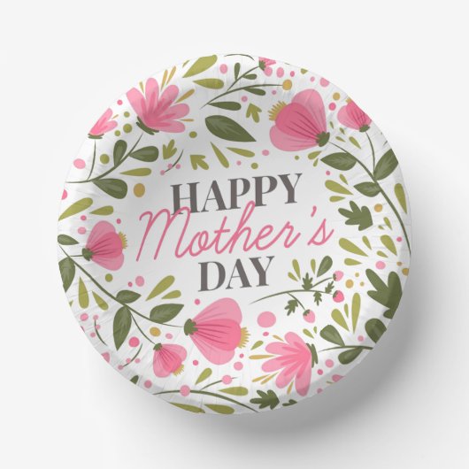Happy Mother's Day Modern Pink Floral Botanical Pappteller (Vorderseite)