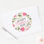 Happy Mother's Day Modern Pink Floral Botanical Runder Aufkleber (Umschlag)