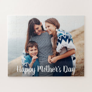 Happy Mothers Day Modern Script Family Foto Puzzle