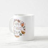 Happy Mothers Day Modern Typografy Floral Wreath Kaffeetasse (Vorderseite Links)