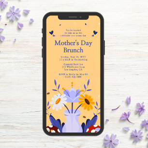 Happy Mother's Day Moderne Blume florale botanisch Einladung