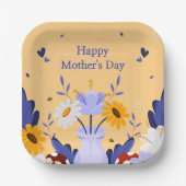 Happy Mother's Day Moderne Blume florale botanisch Pappteller (Vorderseite)