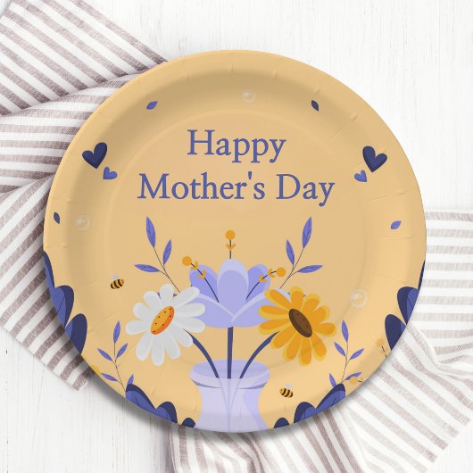 Happy Mother's Day Moderne Blume florale botanisch Pappteller