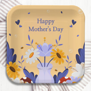Happy Mother's Day Moderne Blume florale botanisch Pappteller