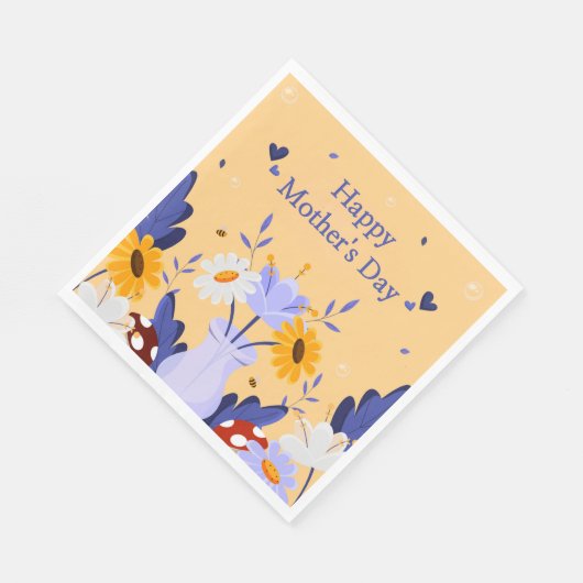 Happy Mother's Day Moderne Blume florale botanisch Serviette (Ecke)