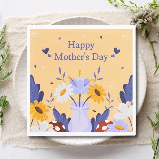 Happy Mother's Day Moderne Blume florale botanisch Serviette