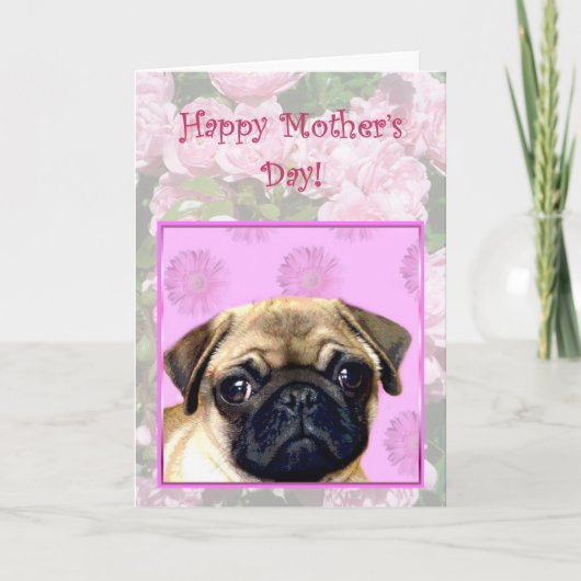 Happy Mother's Day Mops Grußkarte Karte (Vorderseite)