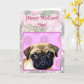 Happy Mother's Day Mops Grußkarte Karte (Gelbe Blume)