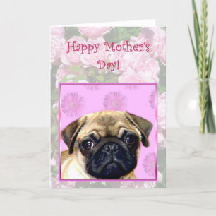 Happy Mother's Day Mops Grußkarte Karte