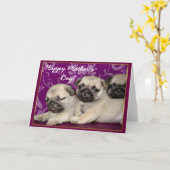 Happy Mother's Day Mops Welpen Grußkarte Karte (Gelbe Blume)