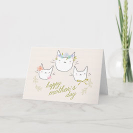 "Happy Mother's Day" Mother Cat & Kittens Card Karte