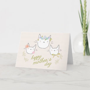 "Happy Mother's Day" Mother Cat & Kittens Card Karte