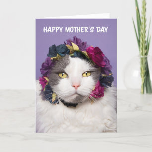 Happy Mother's Day Niedlich Cat in Blume Kronen Sp Feiertagskarte