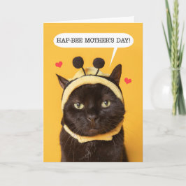 Happy Mother's Day Niedlich Cat in Bumble Bee Hat  Feiertagskarte