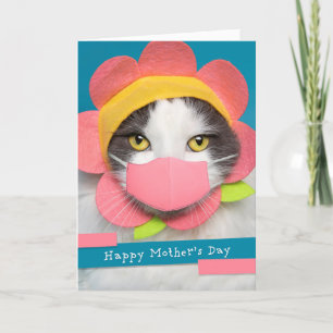 Happy Mother's Day Niedlich Cat in Covid Gesichtsm Feiertagskarte