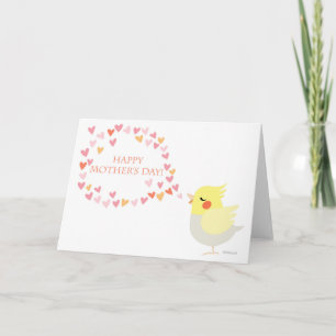 Happy Mother's Day Niedlich Cockatiel mit Herzspas Karte