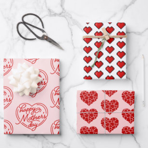 Happy Mother's Day Niedlich Heart Geschenkpapier Set