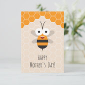Happy Mother's Day Niedlich Honey Bee Honeycomb Dankeskarte (Stehend Vorderseite)