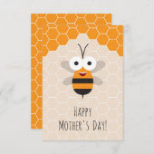 Happy Mother's Day Niedlich Honey Bee Honeycomb Dankeskarte (Vorne/Hinten)