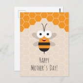 Happy Mother's Day Niedlich Honey Bee Honeycomb Postkarte (Vorne/Hinten)