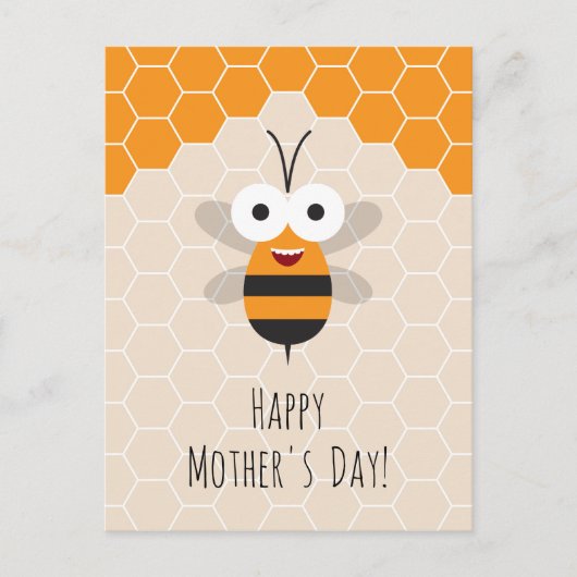 Happy Mother's Day Niedlich Honey Bee Honeycomb Postkarte (Vorderseite)