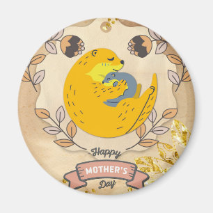 Happy Mother's Day Niedlich Otter und Baby Floral Magnet