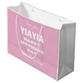 Happy Mother's Day Oma YIAYIA Name Niedlich Pink Große Geschenktüte (Vorderseite Schrägansicht)
