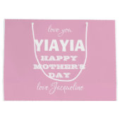 Happy Mother's Day Oma YIAYIA Name Niedlich Pink Große Geschenktüte (Rückseite)