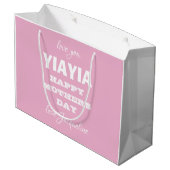 Happy Mother's Day Oma YIAYIA Name Niedlich Pink Große Geschenktüte (Rückseite Schrägansicht)