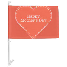 Happy Mother's Day Orange Heart Car Flag