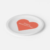 Happy Mother's Day Orange Heart Pappteller (Schrägansicht)