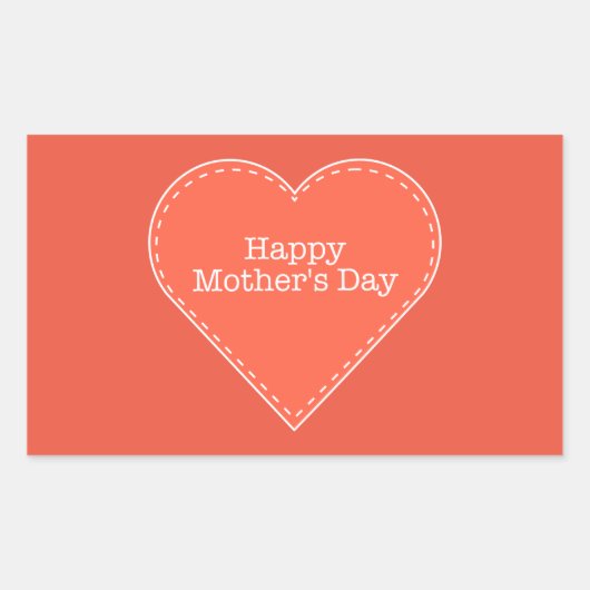 Happy Mother's Day Orange Heart Rechteckiger Aufkleber (Vorderseite)