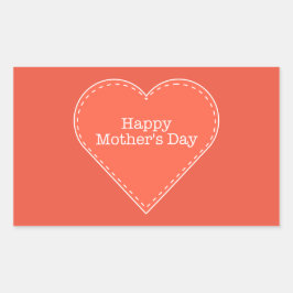 Happy Mother's Day Orange Heart Rechteckiger Aufkleber