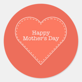 Happy Mother's Day Orange Heart Runder Aufkleber