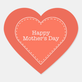 Happy Mother's Day Orange Heart Sticker