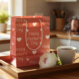Happy Mother's Day Orange Skript Mittlere Geschenktüte