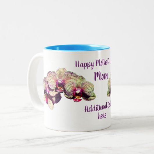 Happy Mother's Day Orchid Blume Personalisiert Zweifarbige Tasse (Vorderseite Links)